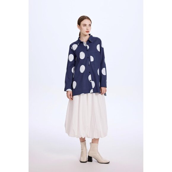 Women's Cotton Button Down Tunic Top Plus Size Blue Breathable Elegant - Picture 6 of 6